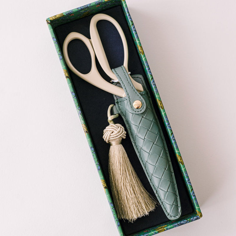 Ivory and Gold Heirloom Scissors - Dusk Blue Case