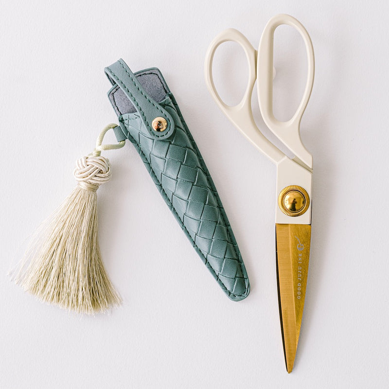 Ivory and Gold Heirloom Scissors - Dusk Blue Case