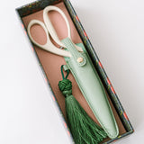 Ivory and Gold Heirloom Scissors - Sage Green Case