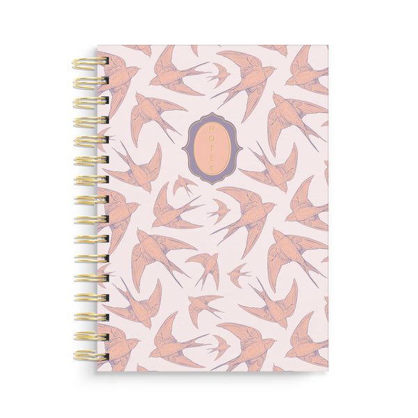 Swallows Spiral Notebook - Pink