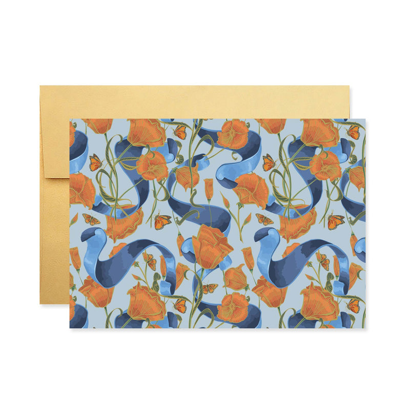 Poppies & Ribbon Stationery