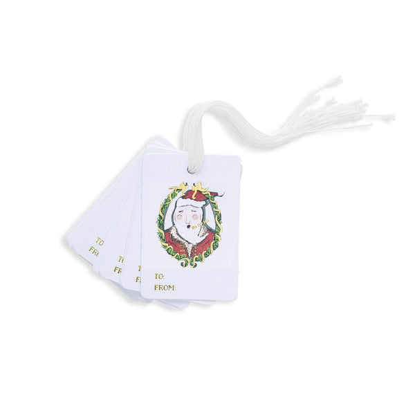 Santa Wreath Cameo Gift Tag Set