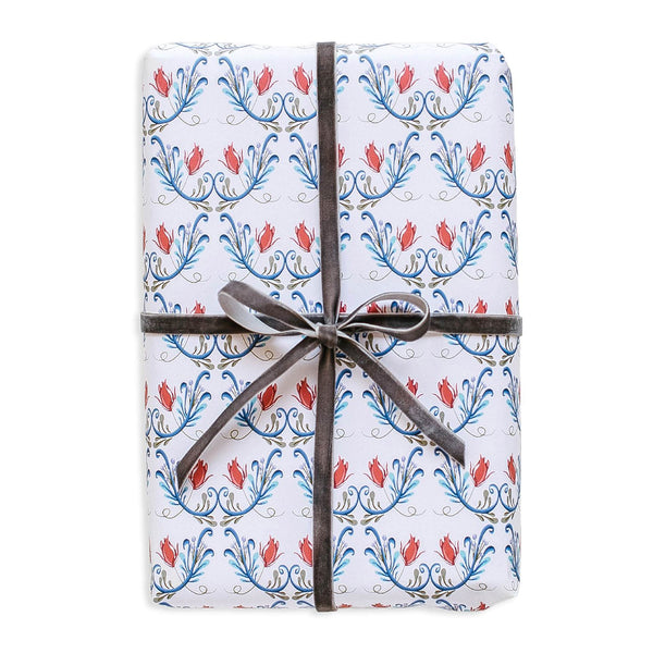 Rosemåling Gift Wrap - Winter White