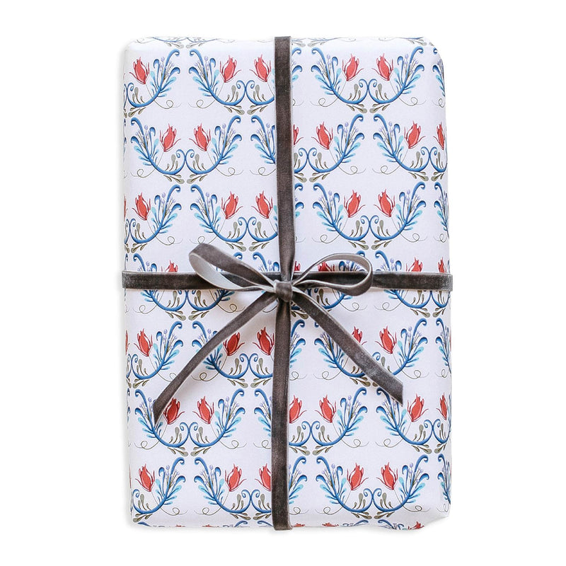 Rosemåling Gift Wrap - Winter White