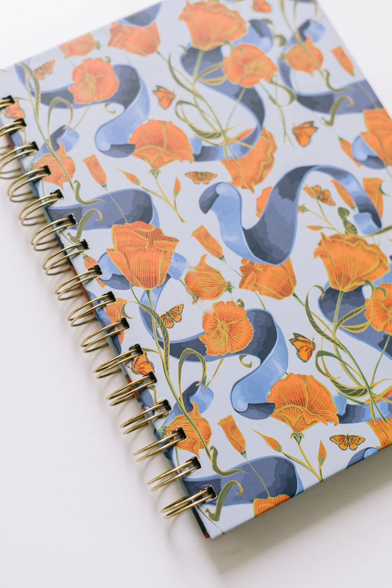 Poppies & Ribbon Spiral Notebook