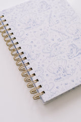 White + Periwinkle Octopus Toile Spiral Notebook