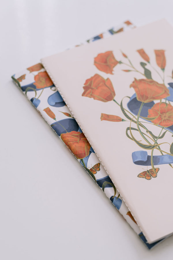 Poppies & Ribbon Notebook Duo