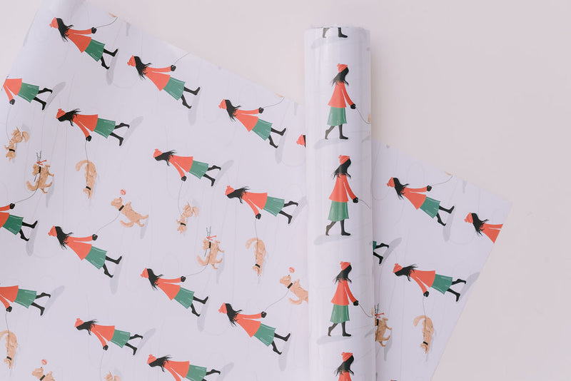 Snowy Dog Walk Gift Wrap