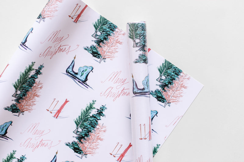 Skis + Sleigh Christmas Gift Wrap