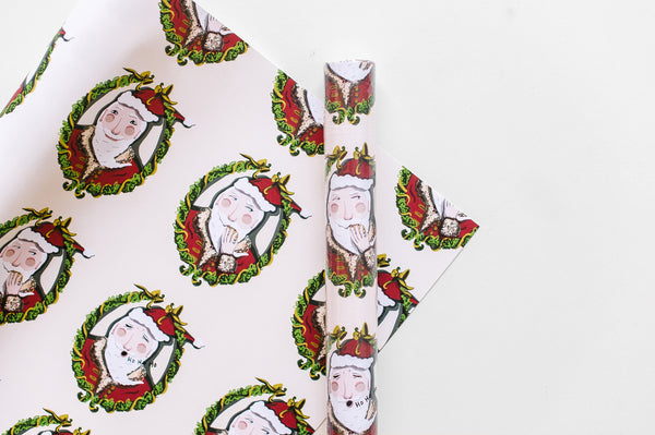 Santa Wreath Cameo Gift Wrap