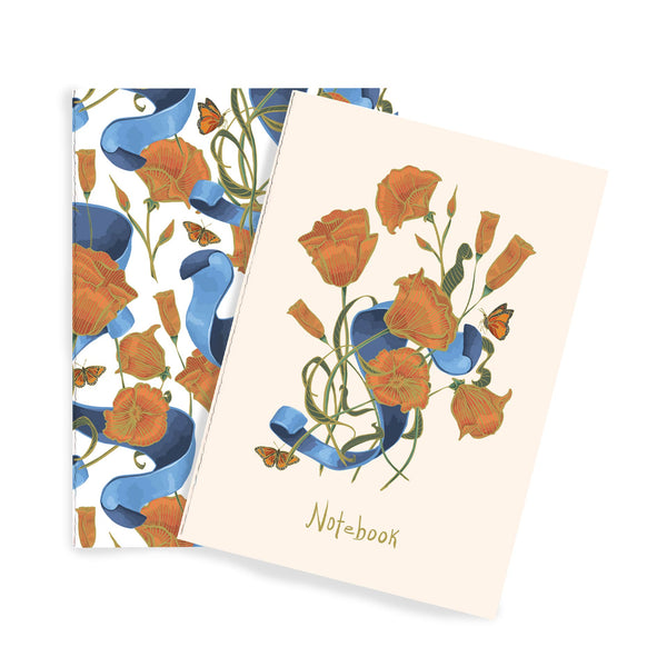 Poppies & Ribbon Notebook Duo