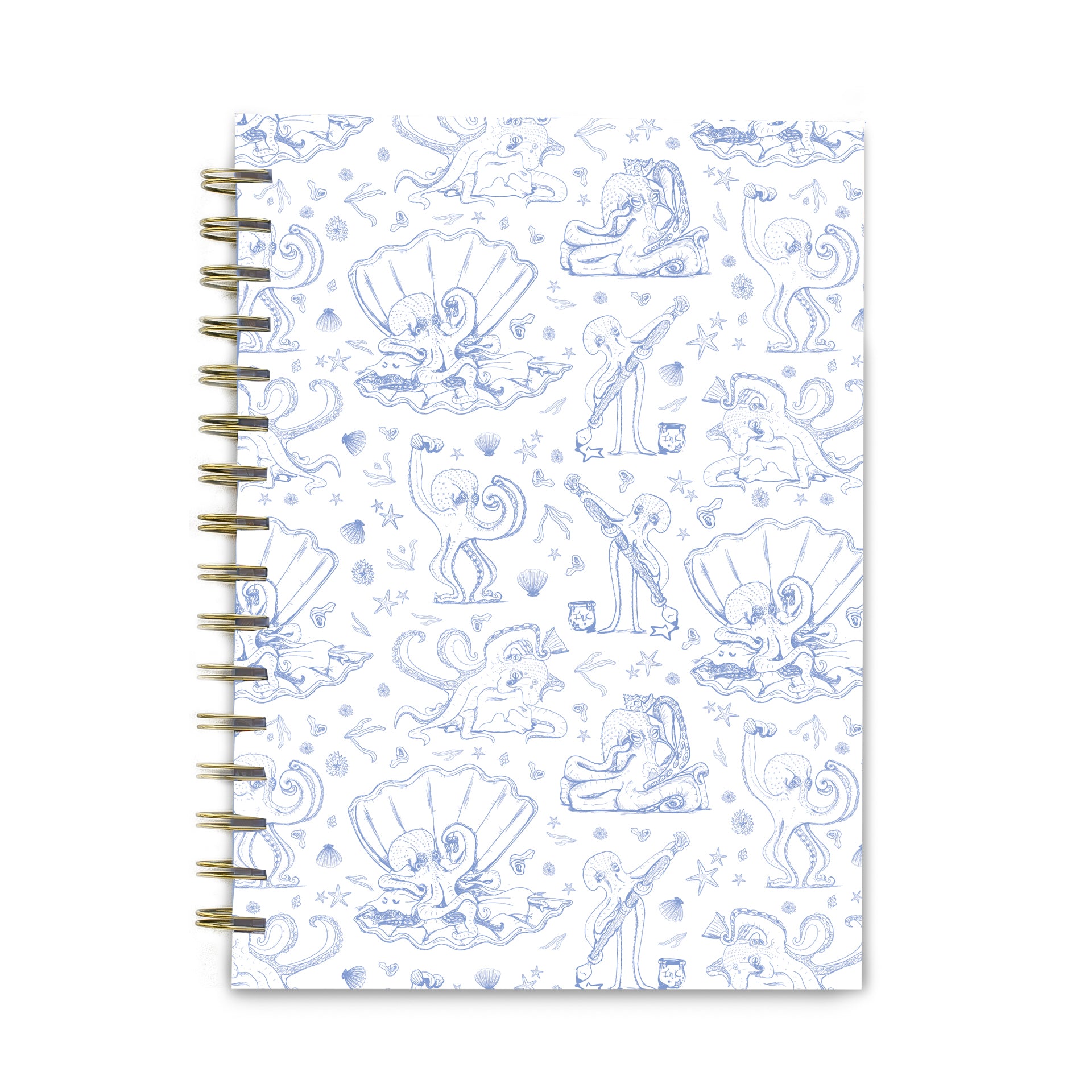 White + Periwinkle Octopus Toile Spiral Notebook – Good Juju Ink