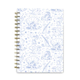 White + Periwinkle Octopus Toile Spiral Notebook