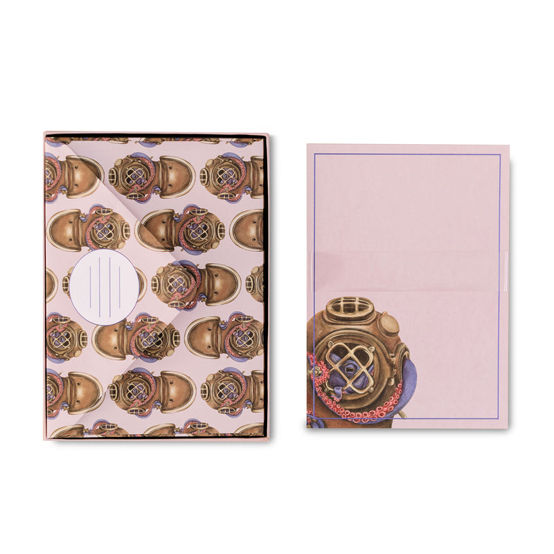 Pink Octopus Diver Stationery Set