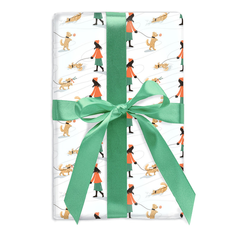 Snowy Dog Walk Gift Wrap