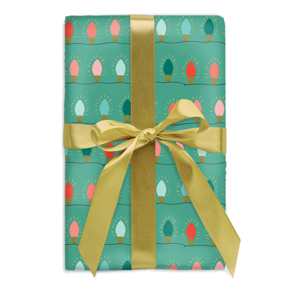 Green String Lights Gift Wrap