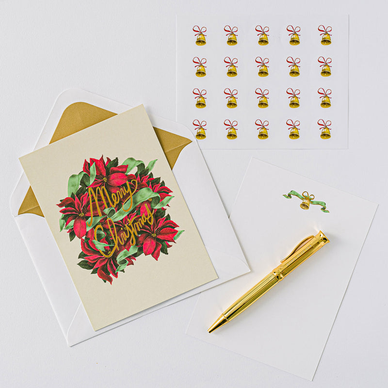 Christmas Poinsettia Luxury Stationery Set